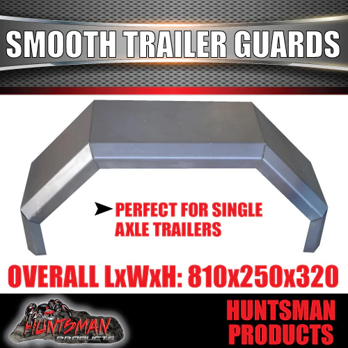 x2 Single Axle Trailer Mudguards & Steps, Smooth Steel 250mm Wide Guards - Image 6