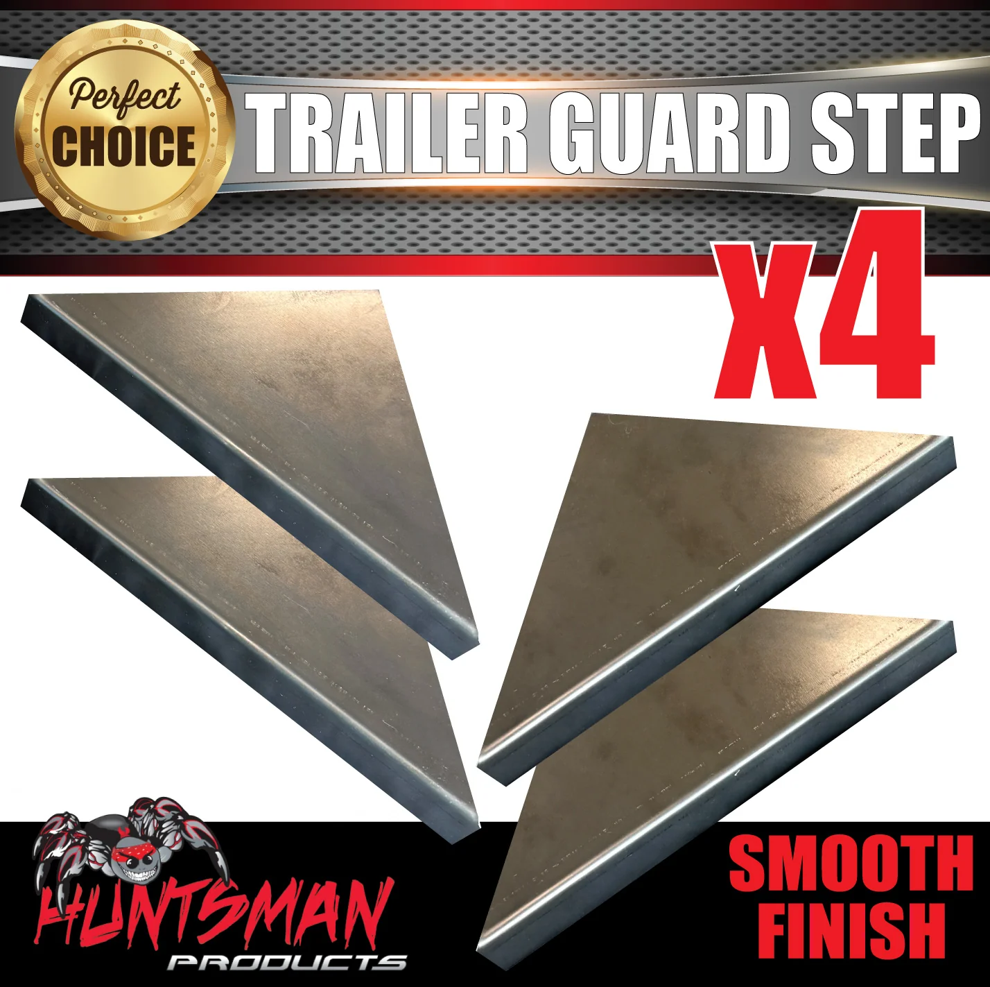 x2 Single Axle Trailer Mudguards & Steps, Smooth Steel 250mm Wide Guards - Image 7