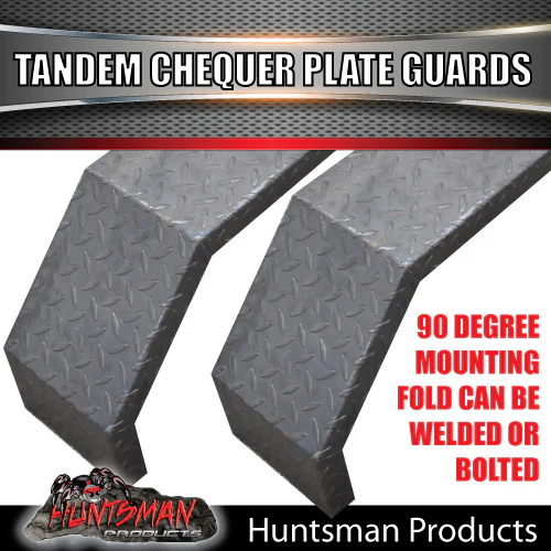 2x 1740mm x 250mm Tandem Trailer Mudguards Chequer Steel Suited Rocker Roller Springs 2.5mm - Image 3