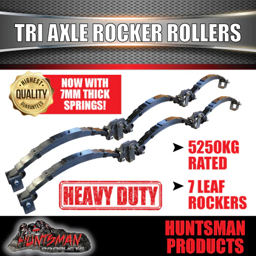 Tri 5250Kg 7 Leaf Rocker Roller Trailer Spring Set & High Tensile 5/8 U Bolt Kit.  7mm Thick Springs! - Image 2