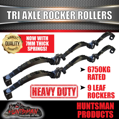 Tri 6750Kg 9 Leaf Rocker Roller Trailer Spring Set & High 5/8 U Bolt Kit. 7mm Thick Springs! - Image 3