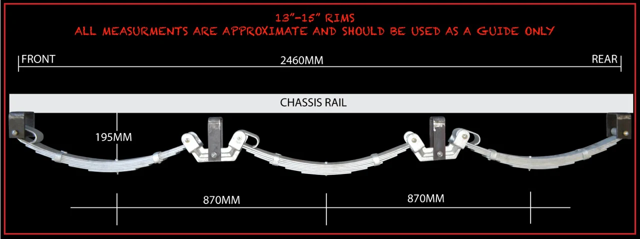 Tri Axle 5250kg 7 Leaf Galvanised Dacromet Rocker Roller Trailer Spring & U Bolt Set. 7mm Thick Springs! - Image 3