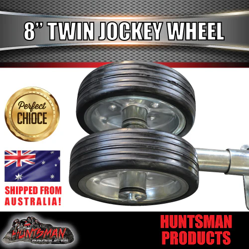 Twin 8" Trailer Caravan Jockey Wheel. 1200kg Swing Up. Solid Wheel Greasable - Image 5