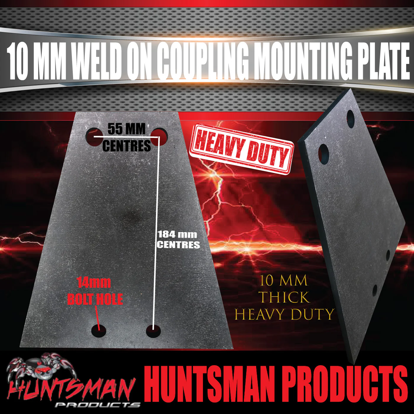 x1 10mm 4 Hole Weld on Triangular Trailer Coupling Plate For Braked Couplings - Image 2