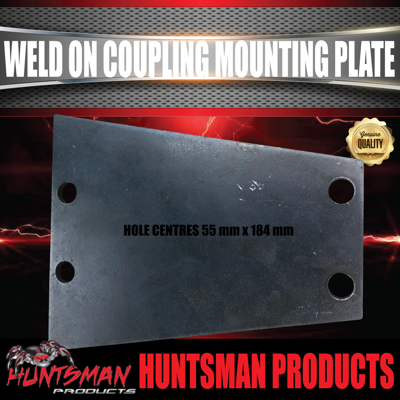 x1 6mm 4 Hole Weld on Triangular Trailer Coupling Plate For Braked Couplings - Image 2