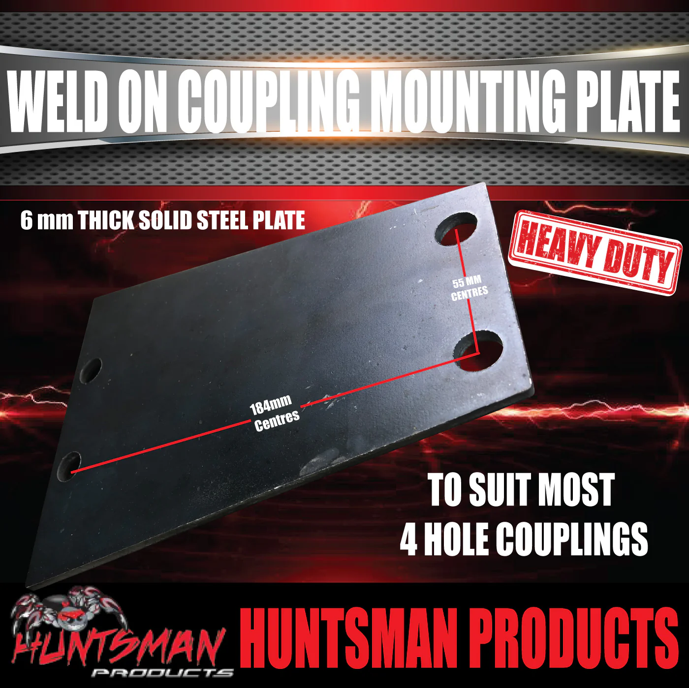 x1 6mm 4 Hole Weld on Triangular Trailer Coupling Plate For Braked Couplings - Image 3