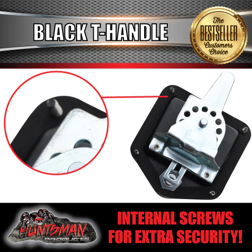 X1 Black T Handle Locks & Studs. Stainless Steel, Flush Mount, Tool Box, Canopy, Trailer - Image 3