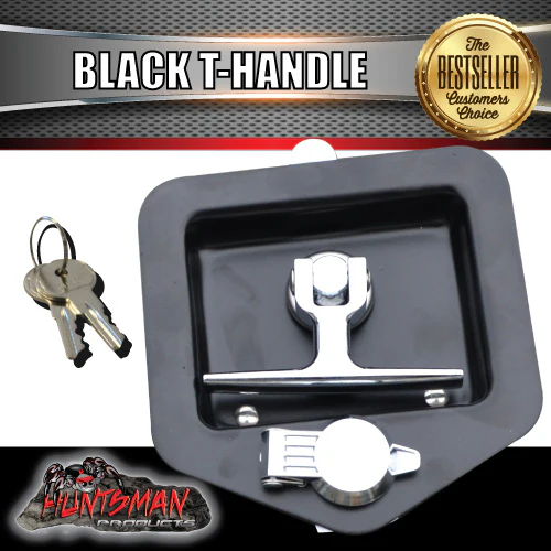 X1 Black T Handle Locks & Studs. Stainless Steel, Flush Mount, Tool Box, Canopy, Trailer - Image 4