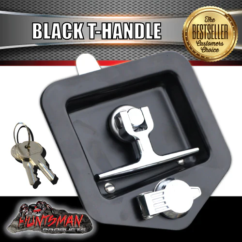 X1 Black T Handle Locks & Studs. Stainless Steel, Flush Mount, Tool Box, Canopy, Trailer - Image 5