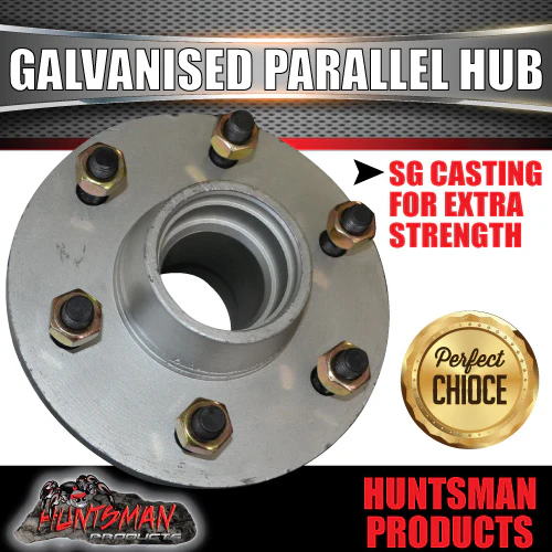 x1 Dacromet Parallel 6 stud Trailer Caravan Hub 6/139.7 pcd & 68149 Bearings - Image 2