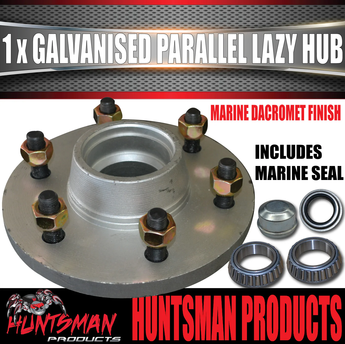 x1 Dacromet Parallel 6 stud Trailer Caravan Hub 6/139.7 pcd & 68149 Bearings - Image 3