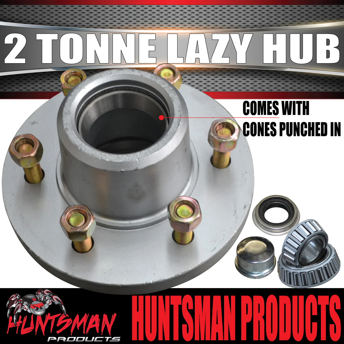 x1 Galvanised Dacromet 2000Kg 2 Tonne 6 Stud Trailer Lazy Hub Suit Huntsman & Alko - Image 4