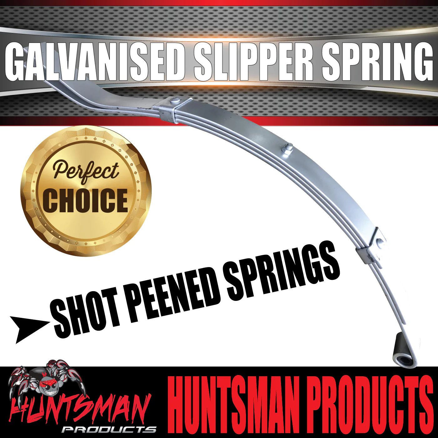 x1 Galvanised Dacromet 3 Leaf 45mm Trailer Eye & Slipper Spring. 350kg Rated each. Shot Peened - Image 2