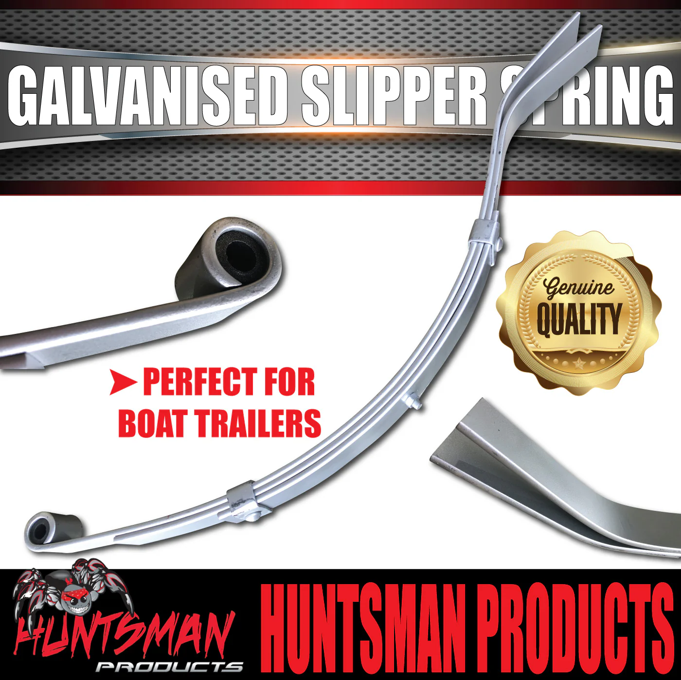 x1 Galvanised Dacromet 3 Leaf 45mm Trailer Eye & Slipper Spring. 350kg Rated each. Shot Peened - Image 3