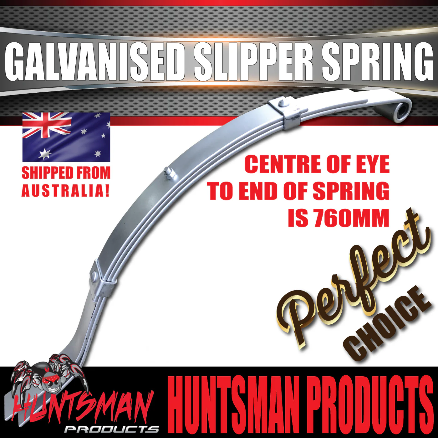x1 Galvanised Dacromet 3 Leaf 45mm Trailer Eye & Slipper Spring. 350kg Rated each. Shot Peened - Image 4
