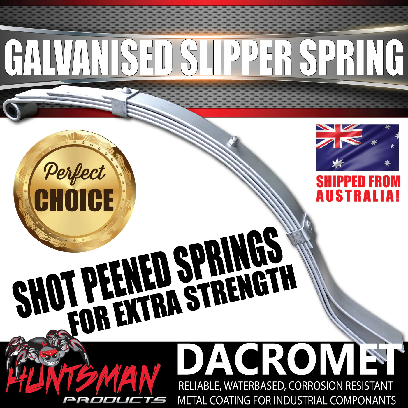 x2 Galvanised Dacromet 4 Leaf 45mm Trailer Eye & Slipper Spring 900kg springs - Image 5