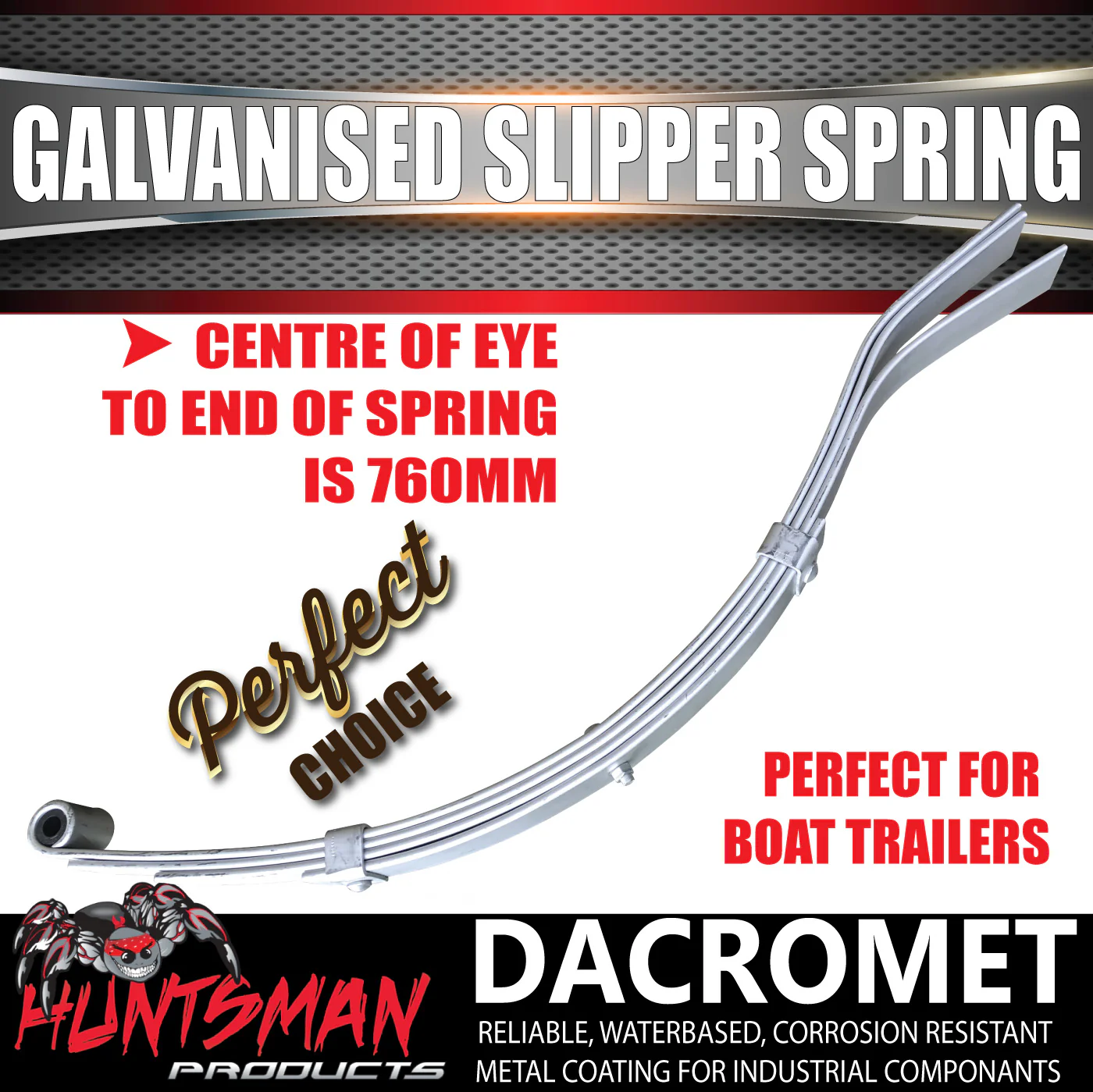 x2 Galvanised Dacromet 4 Leaf 45mm Trailer Eye & Slipper Spring 900kg springs - Image 3