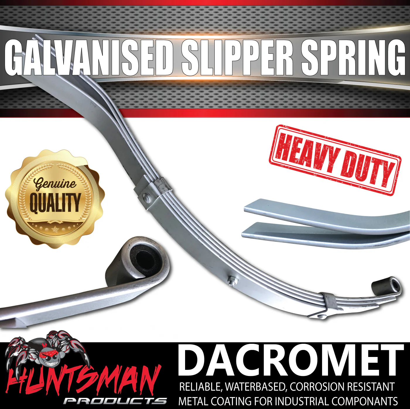 x2 Galvanised Dacromet 4 Leaf 45mm Trailer Eye & Slipper Spring 900kg springs - Image 4