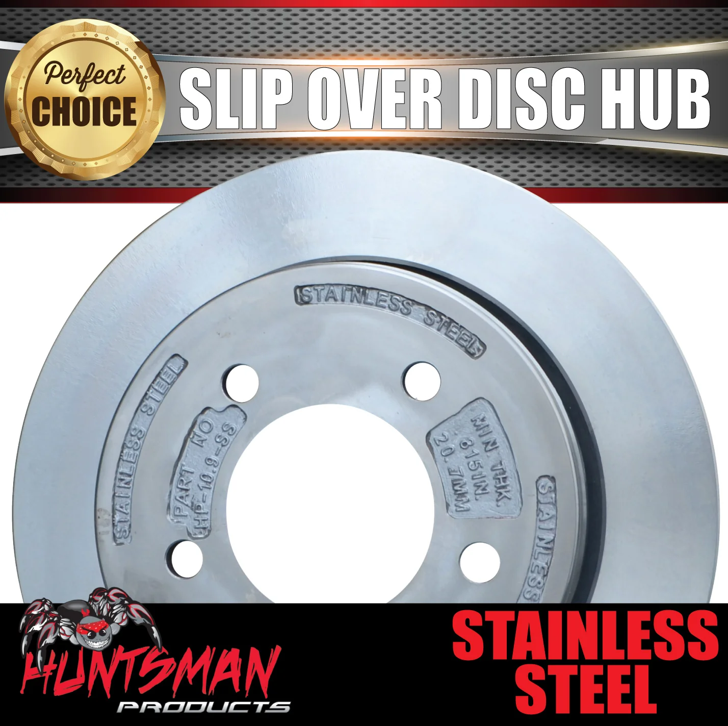 x1 Huntsman 12" Stainless 5 Stud L/C Ventilated Boat Trailer Slip Over Disc - Image 4