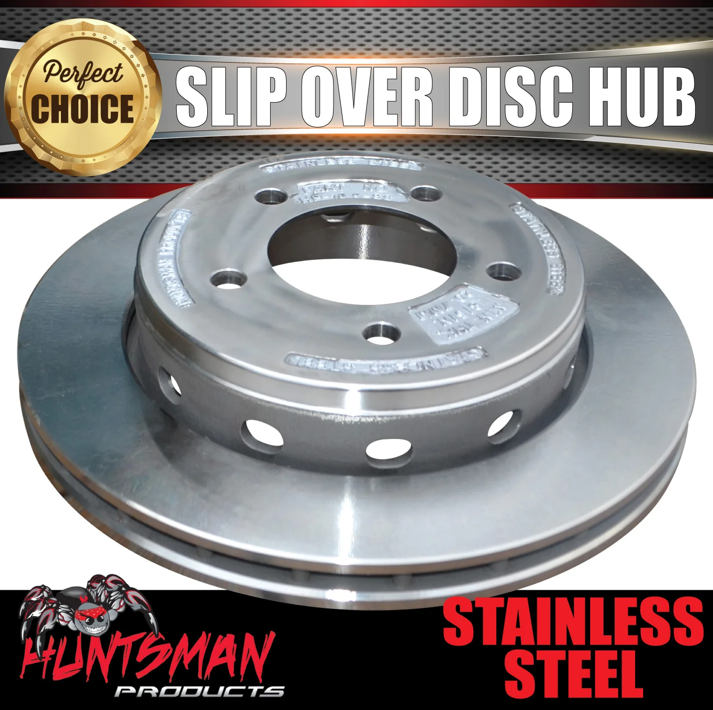 x1 Huntsman 12" Stainless 5 Stud L/C Ventilated Boat Trailer Slip Over Disc - Image 5
