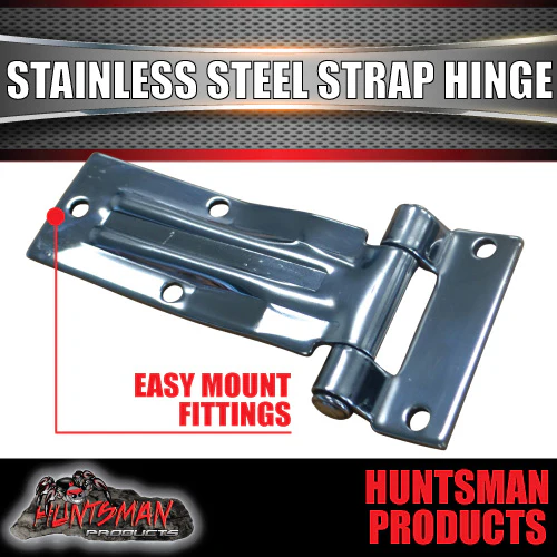 x1 large Stainless Steel Strap Style Hinge For Truck Trailer Boat Box Cabinet - Image 2