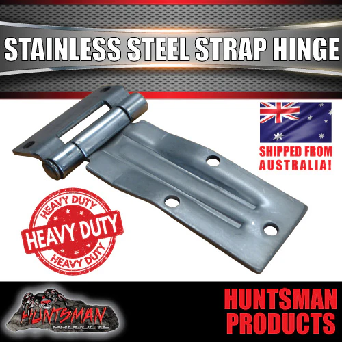 x1 large Stainless Steel Strap Style Hinge For Truck Trailer Boat Box Cabinet - Image 3