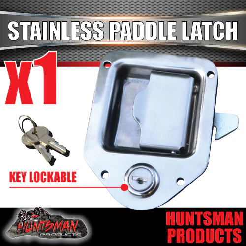 X1 Mini Stainless 110mm x 83mm E coated Paddle Toolbox Lock Latch.  For Trailer Truck Caravan Ute door - Image 5