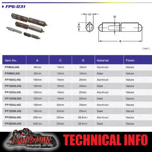 x10 200mm x 23mm Aluminium Greasable Bullet Hinge - Image 5