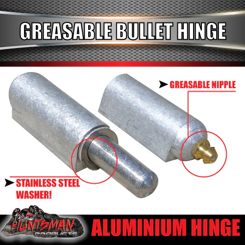 x10 80mm x 13mm Aluminium Greasable Bullet Hinge S/S Pin & Washer Tailgate Door - Image 2