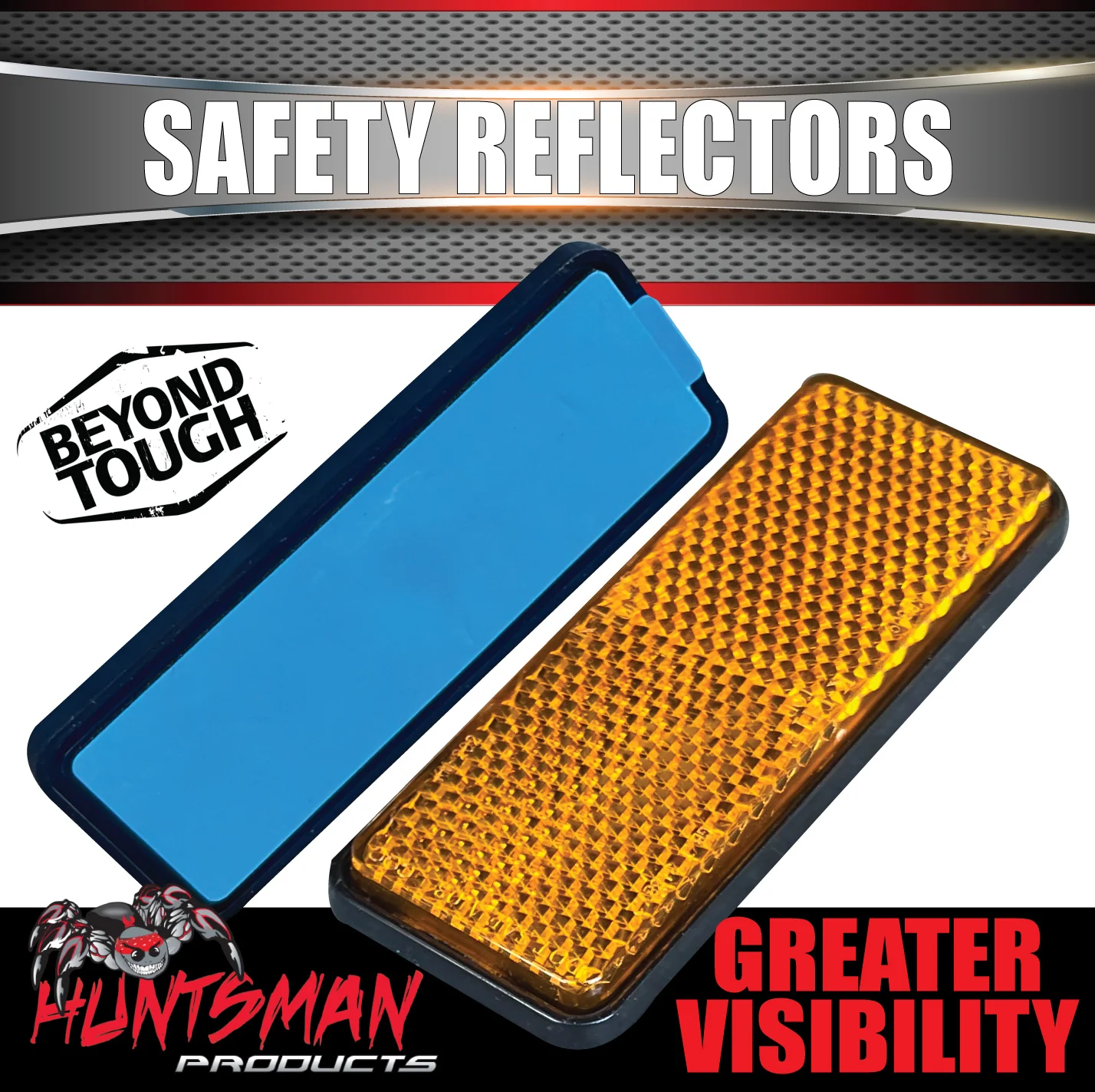x10 Huntsman Amber Orange Trailer Truck Caravan Adhesive Reflector 85x30mm, CTA Approved - Image 2