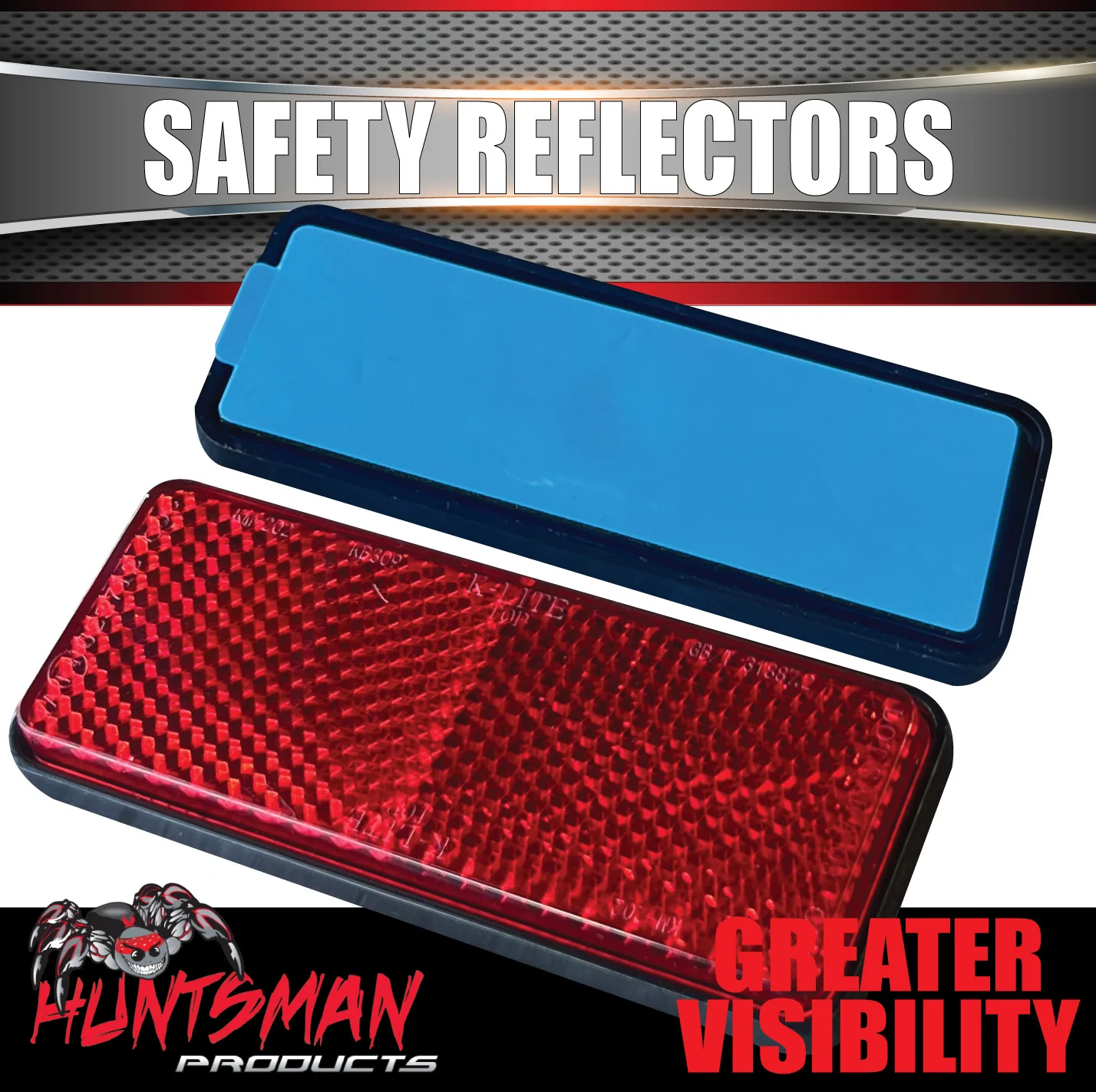 x2 Huntsman Red Trailer Truck Caravan Adhesive Reflector 85x30mm, CTA Approved - Image 2