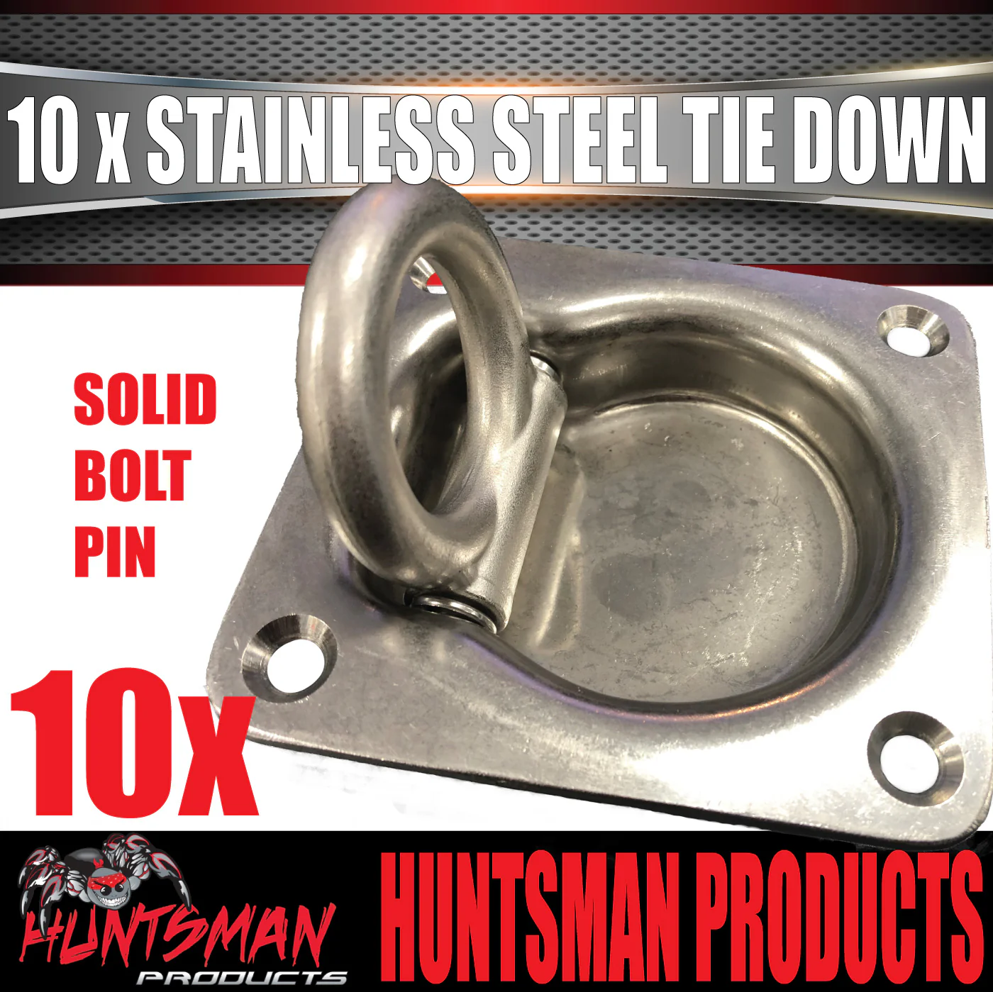 x10 Stainless Steel Lashing Ring Tie Down Point. 95mm x 102mm. Anchor For Trailer Utes - Image 4