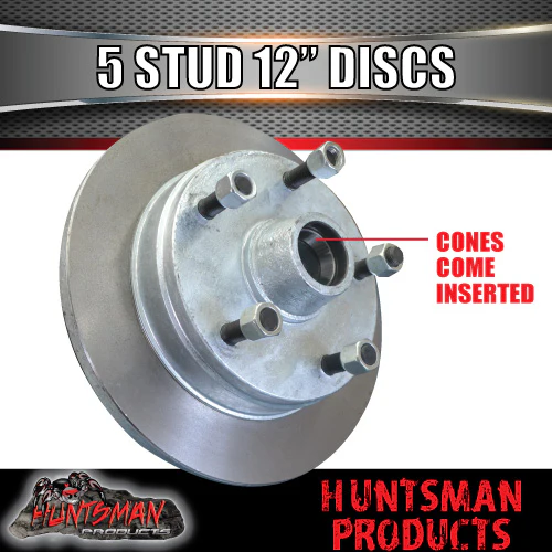 x2 12" Galvanised 5 Stud Trailer Discs 5/150 PCD. S/L Koyo Bearings & Marine Seals - Image 3