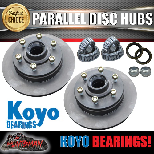 x2 12" Natural 1600kg 6 Stud Parallel Trailer Discs 6/139.7 PCD. Koyo Bearings - Image 2