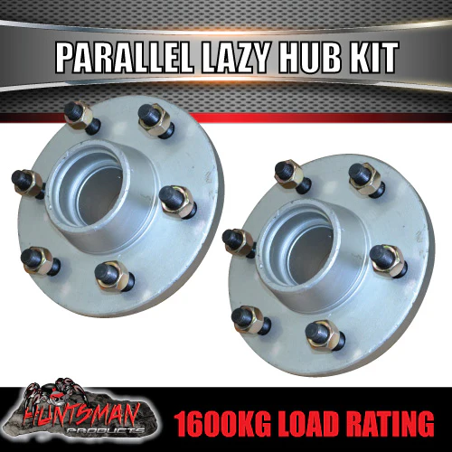 x2 1600KG Gal Parallel 6 Stud Trailer Hubs 50mm Solid Stub Axles - Image 2