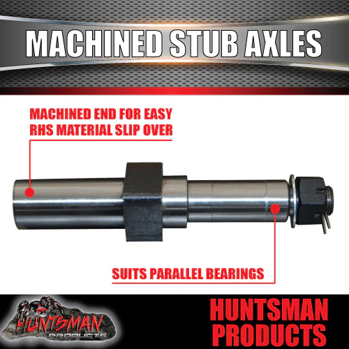 x2 1600kg Parallel Machined Trailer Stub Axles To Sleeve Into 50mm x 5mm RHS suit L68149 Bearings - Image 3
