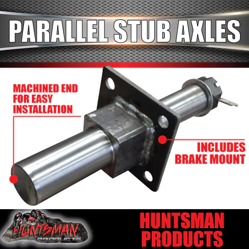 x2 1600kg Parallel Machined Trailer Stub Axles To Sleeve Into 50mm x 5mm RHS with 10" Electric Mounts - Image 2