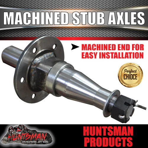x2 2000kg Machined Trailer Stub Axles To Sleeve in 50mm x 5mm RHS + elec Mounts - Image 2