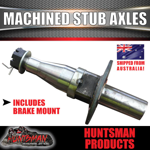 x2 2000kg Machined Trailer Stub Axles To Sleeve in 50mm x 5mm RHS + elec Mounts - Image 3
