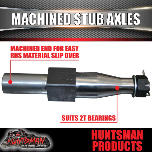 x2 2000kg Machined Trailer Stub Axles To Sleeve Into 50mm x 5mm RHS - Image 2