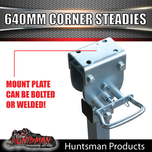 2x Caravan Trailer 640mm Drop Down Corner Steadies Stabilizer Legs & Winder - Image 3
