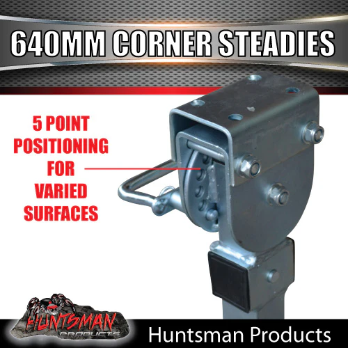 2x Caravan Trailer 640mm Drop Down Corner Steadies Stabilizer Legs & Winder - Image 5