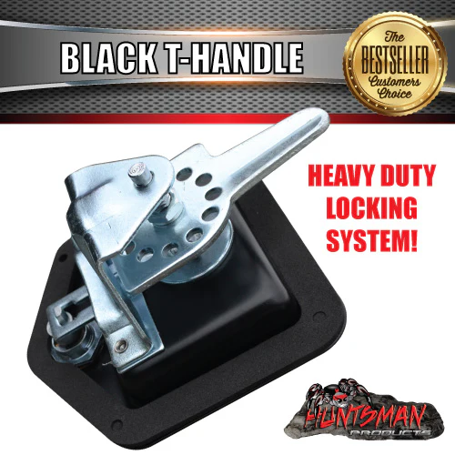 x2 Black T Handle Locks. Stainless Steel, Flush Mount, Tool Box, Canopy Trailer - Image 3