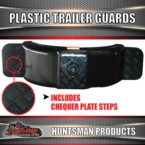 x2 Boat Trailer Black Plastic Trailer Mudguard & Steps Suit 13" or 14" Wheels - Image 3