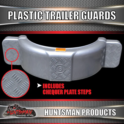 x2 Boat Trailer Grey Plastic Trailer Mudguard & Steps Suit 13" or 14" Wheels - Image 3