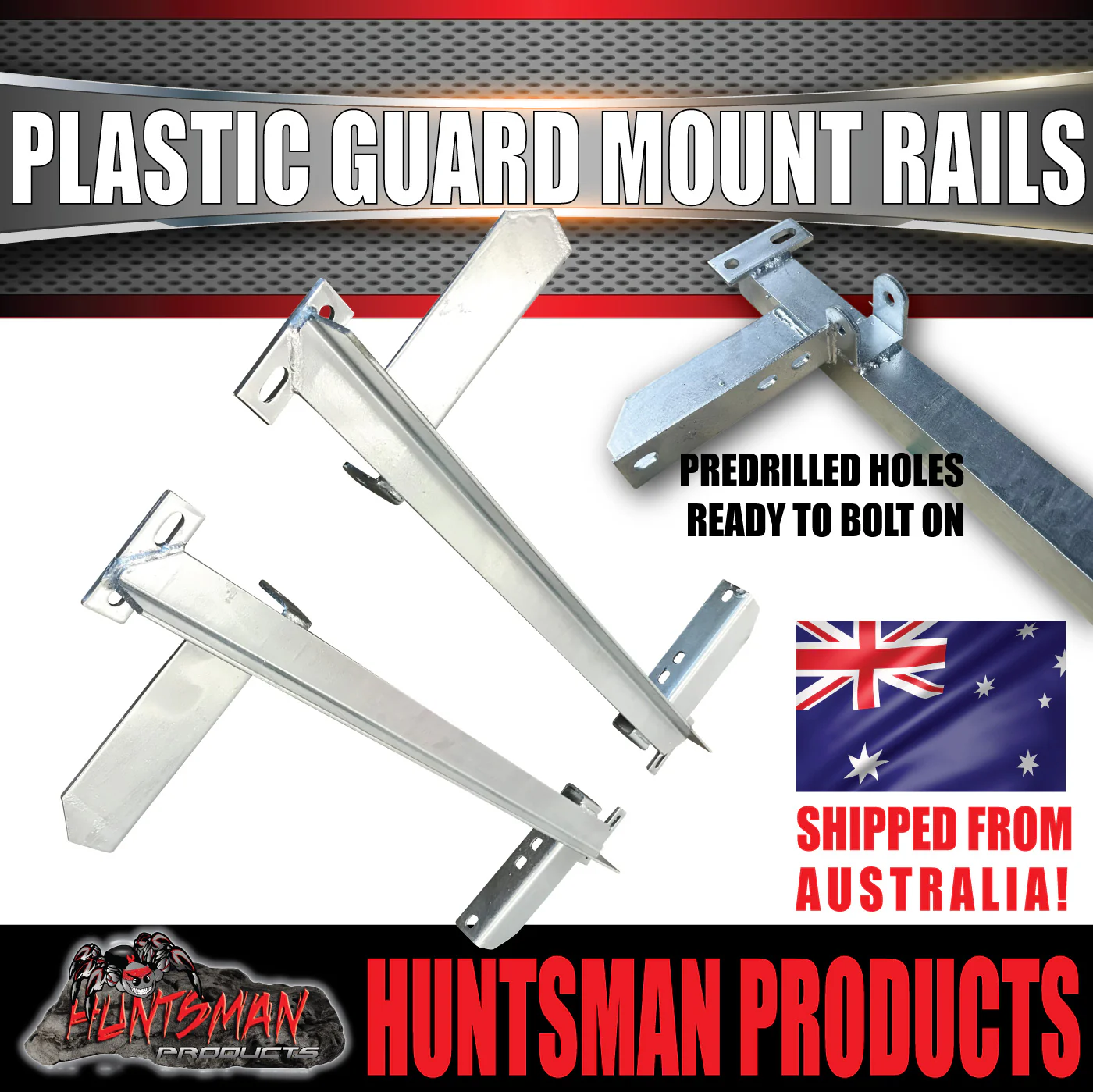 x2 Boat Trailer Slipper Spring Mount Rails + Black Plastic Guards Suit 13" & 14" Tyres - Image 11