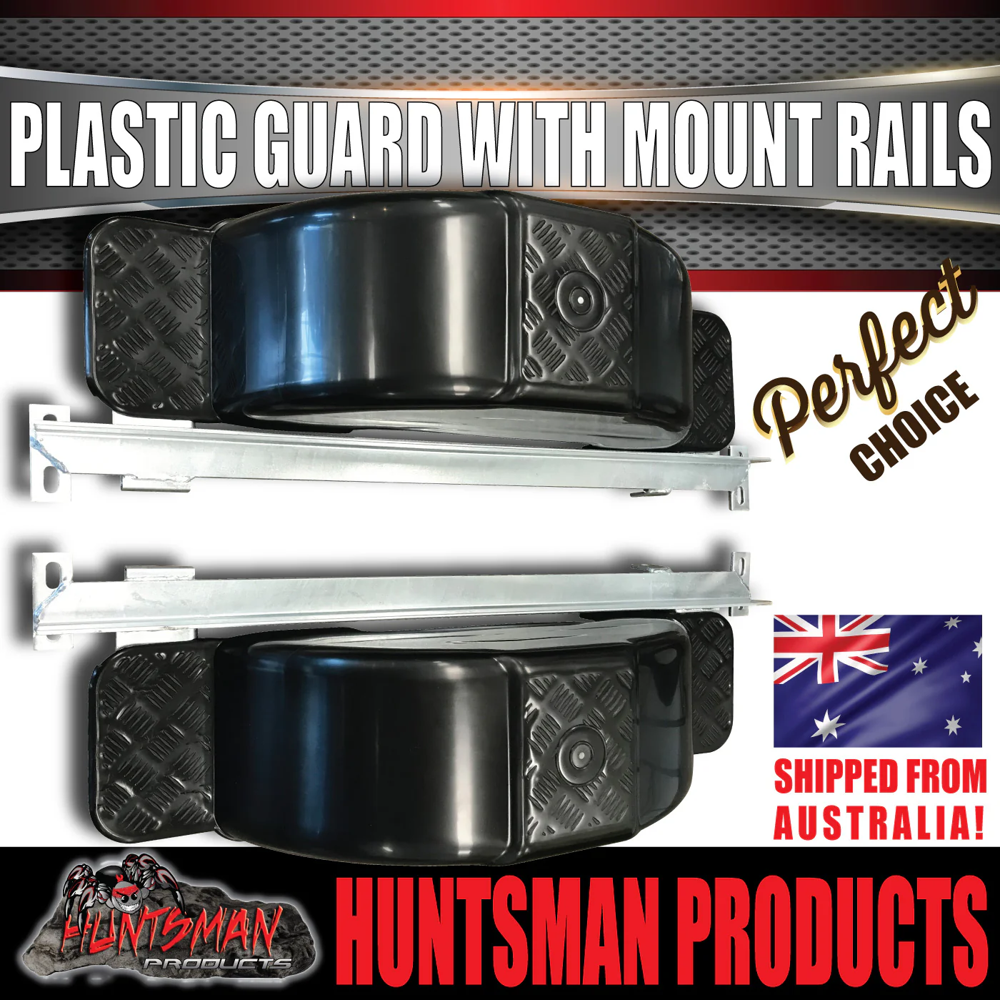 x2 Boat Trailer Slipper Spring Mount Rails + Black Plastic Guards Suit 13" & 14" Tyres - Image 3