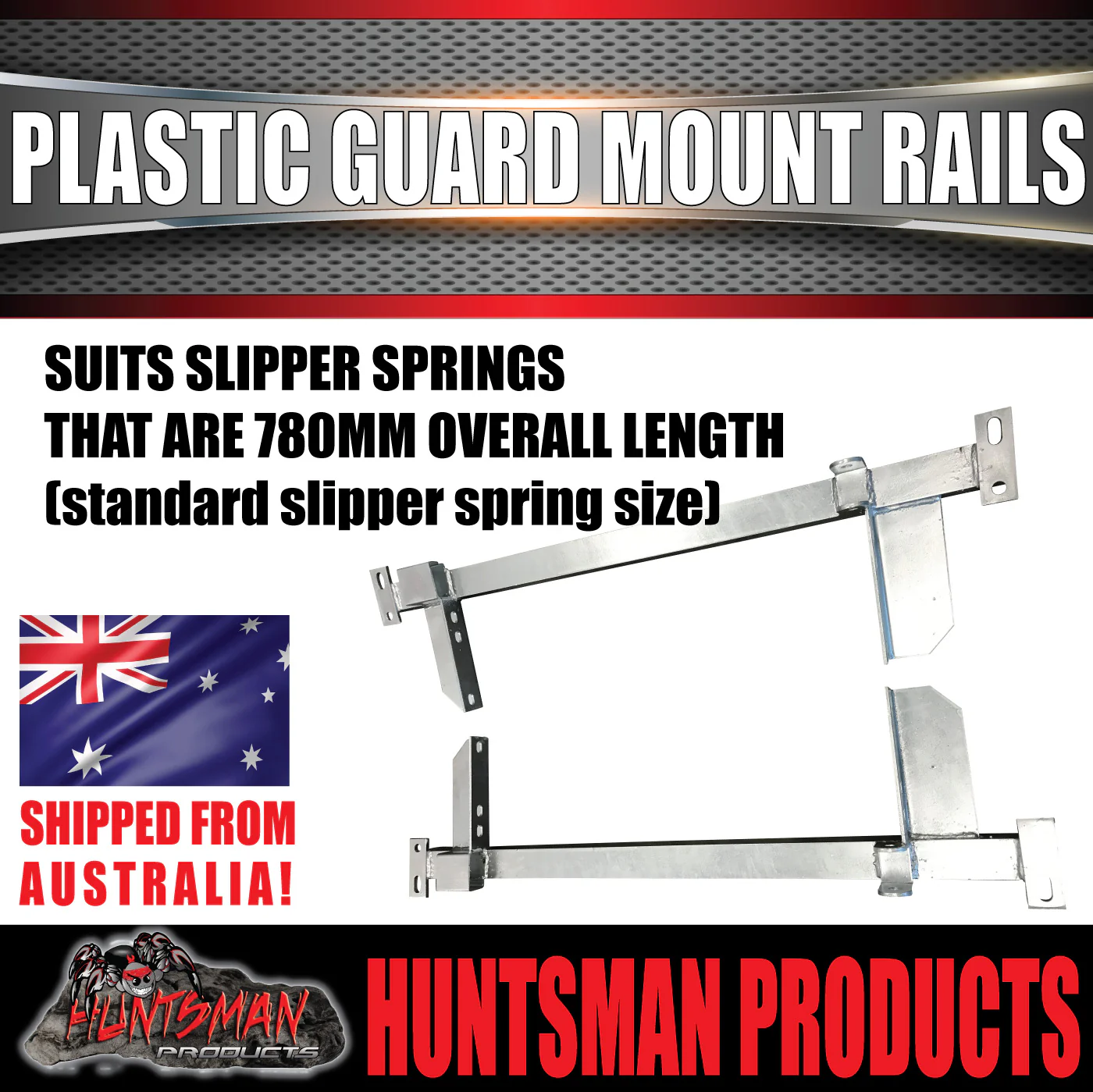 x2 Boat Trailer Slipper Spring Mount Rails + Black Plastic Guards Suit 13" & 14" Tyres - Image 8
