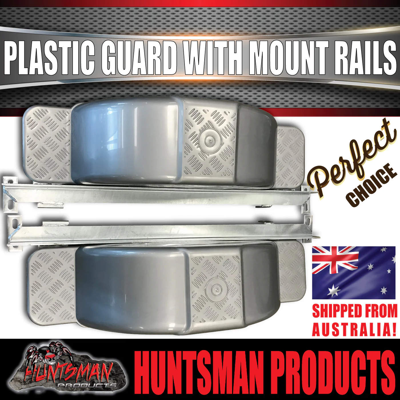 x2 Boat Trailer Slipper Spring Mount Rails + Grey Plastic Guards Suit 13" & 14" Tyres - Image 3