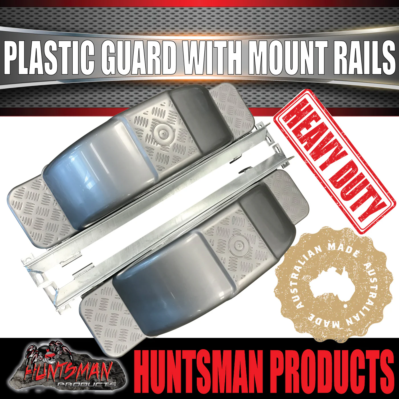 x2 Boat Trailer Slipper Spring Mount Rails + Grey Plastic Guards Suit 13" & 14" Tyres - Image 4